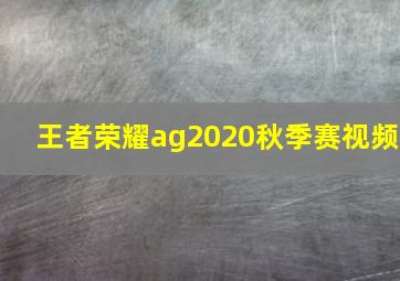 王者荣耀ag2020秋季赛视频