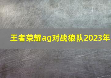 王者荣耀ag对战狼队2023年