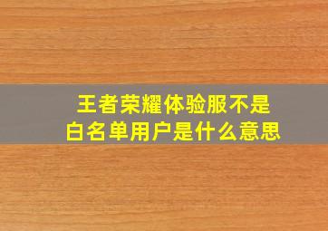 王者荣耀体验服不是白名单用户是什么意思