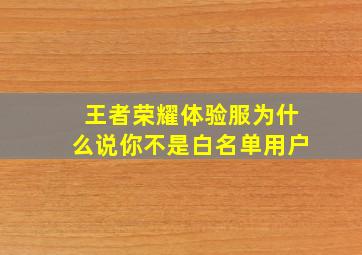 王者荣耀体验服为什么说你不是白名单用户