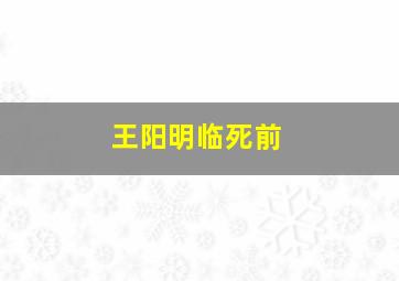 王阳明临死前