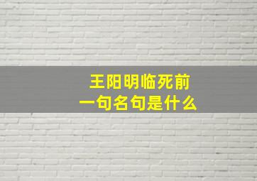 王阳明临死前一句名句是什么