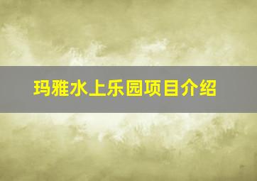 玛雅水上乐园项目介绍