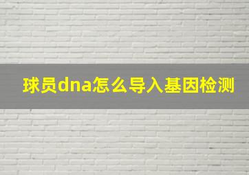 球员dna怎么导入基因检测