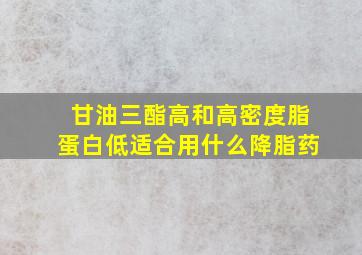 甘油三酯高和高密度脂蛋白低适合用什么降脂药