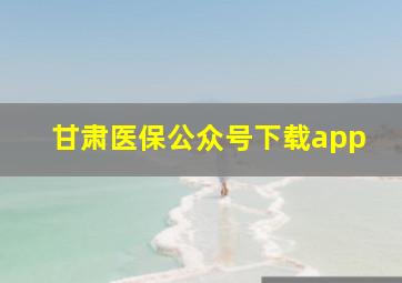 甘肃医保公众号下载app