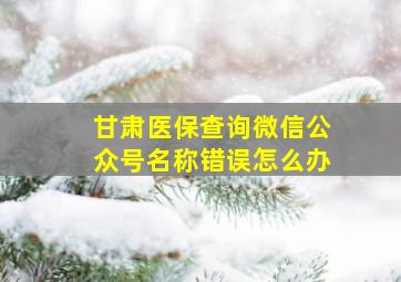 甘肃医保查询微信公众号名称错误怎么办