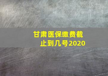 甘肃医保缴费截止到几号2020