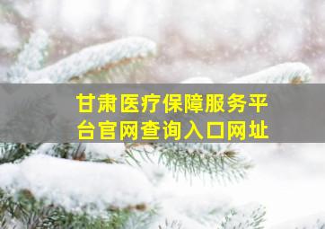 甘肃医疗保障服务平台官网查询入口网址