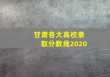 甘肃各大高校录取分数线2020