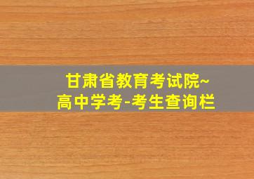 甘肃省教育考试院~高中学考-考生查询栏