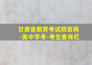 甘肃省教育考试院官网-高中学考-考生查询栏