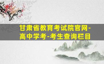 甘肃省教育考试院官网-高中学考-考生查询栏目