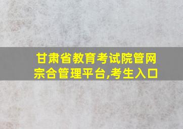 甘肃省教育考试院管网宗合管理平台,考生入口