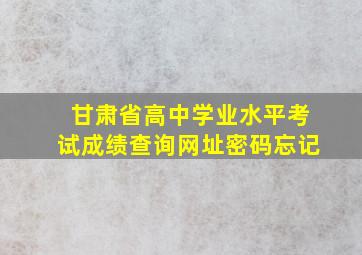 甘肃省高中学业水平考试成绩查询网址密码忘记