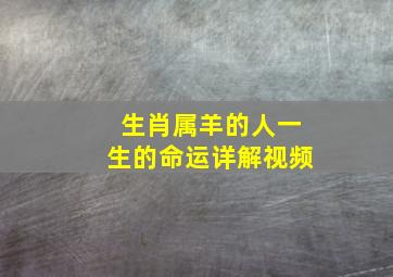 生肖属羊的人一生的命运详解视频