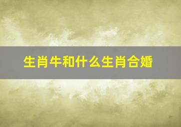 生肖牛和什么生肖合婚