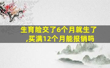 生育险交了6个月就生了,买满12个月能报销吗