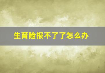 生育险报不了了怎么办