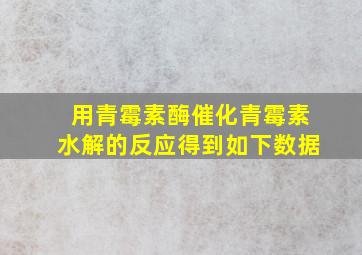 用青霉素酶催化青霉素水解的反应得到如下数据