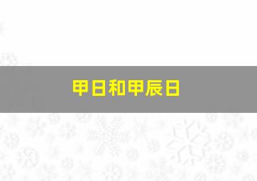 甲日和甲辰日