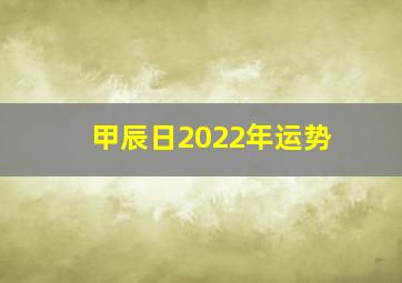 甲辰日2022年运势