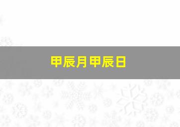 甲辰月甲辰日