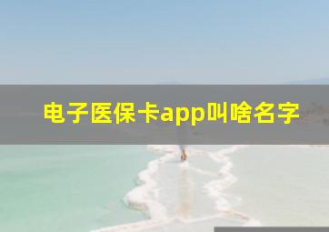 电子医保卡app叫啥名字