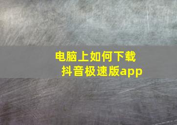 电脑上如何下载抖音极速版app