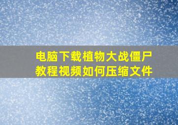 电脑下载植物大战僵尸教程视频如何压缩文件