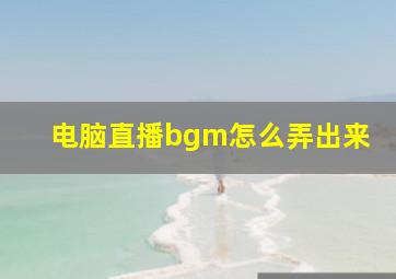 电脑直播bgm怎么弄出来