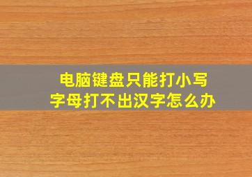 电脑键盘只能打小写字母打不出汉字怎么办