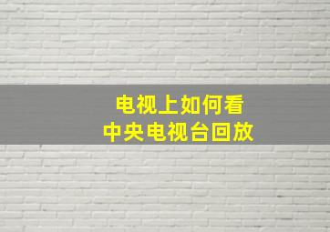 电视上如何看中央电视台回放