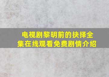 电视剧黎明前的抉择全集在线观看免费剧情介绍