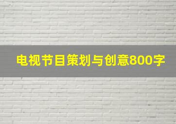 电视节目策划与创意800字