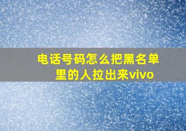 电话号码怎么把黑名单里的人拉出来vivo