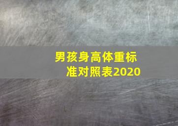 男孩身高体重标准对照表2020