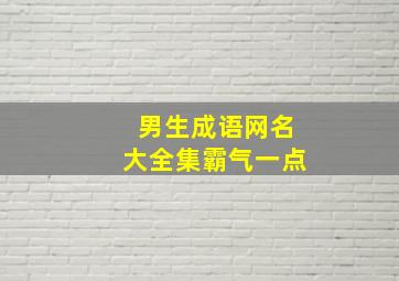 男生成语网名大全集霸气一点