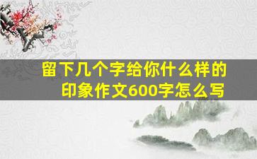 留下几个字给你什么样的印象作文600字怎么写