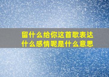 留什么给你这首歌表达什么感情呢是什么意思