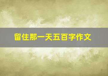 留住那一天五百字作文