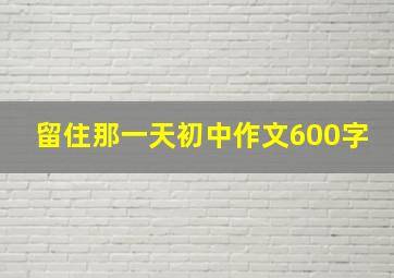 留住那一天初中作文600字