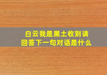 白云我是黑土收到请回答下一句对话是什么