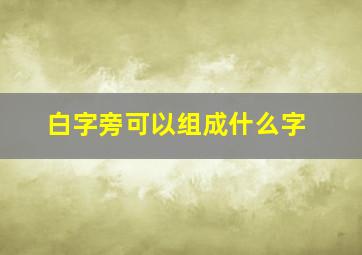 白字旁可以组成什么字