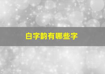 白字韵有哪些字