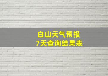 白山天气预报7天查询结果表