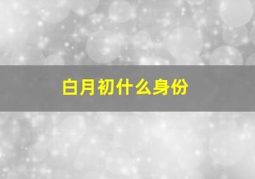 白月初什么身份