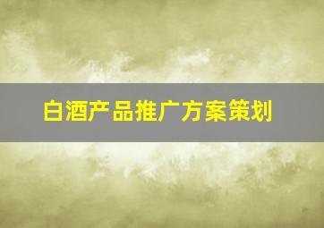 白酒产品推广方案策划