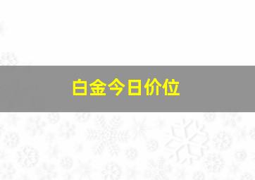 白金今日价位