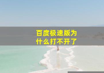 百度极速版为什么打不开了